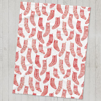 Nordic Christmas Stocking Fleece Blanket
