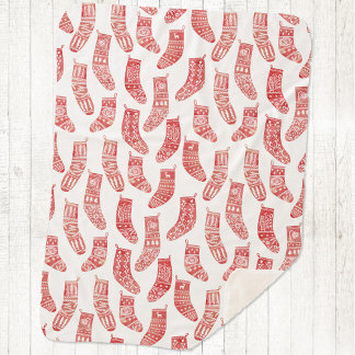 Nordic Christmas Stocking Sherpa Blanket