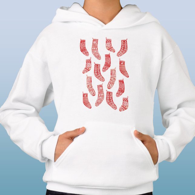 Nordic Christmas Stockings (Scandinavian Nordic Stockings red and white Christmas t-shirt)