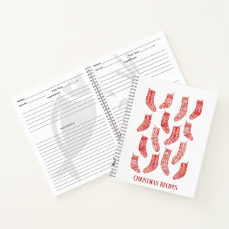 Nordic Christmas Stockings Custom Recipe Notebook