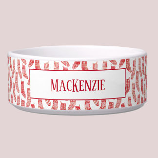 Nordic Christmas Stockings Red White Personalised Bowl