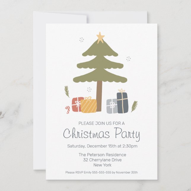Nordic Christmas Tree Holiday Party Invitation (Front)