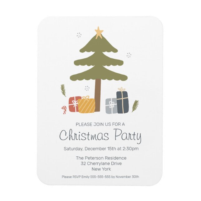 Nordic Christmas Tree Holiday Party Magnet (Vertical)