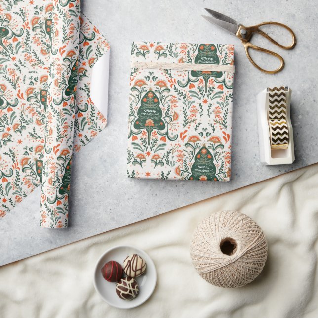 Nordic Christmas tree party wrap Wrapping Paper (Crafts)