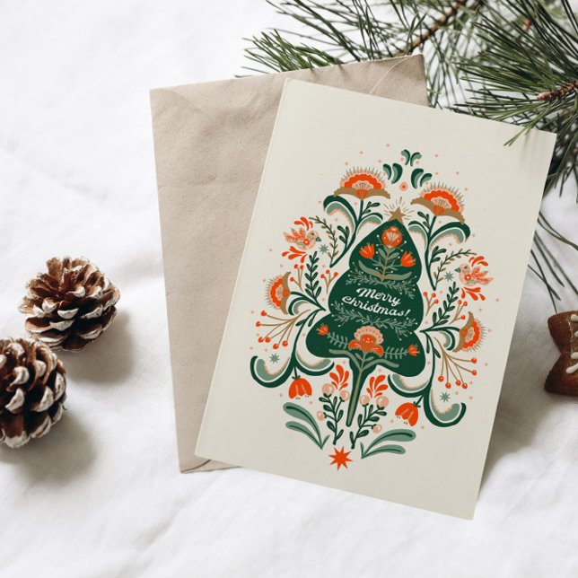 Nordic Christmas tree with Scandinavian ornaments  Holiday Card (Creator Uploaded)