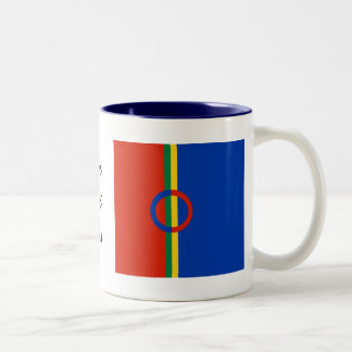 Nordic Circle Red Blue On Colour Stripe Cup or Mug