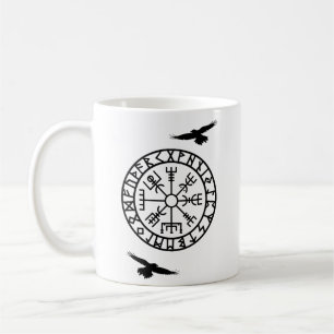 Nordic Compass, Runes, Huginn, Muninn, Viking Coffee Mug