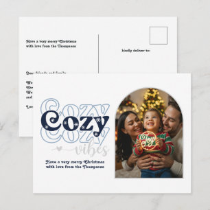 Nordic Cool Cosy Vibes Retro Christmas Photo Holiday Postcard