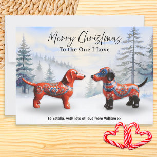 Nordic Dachshunds Snow Personalised Christmas Holiday Card