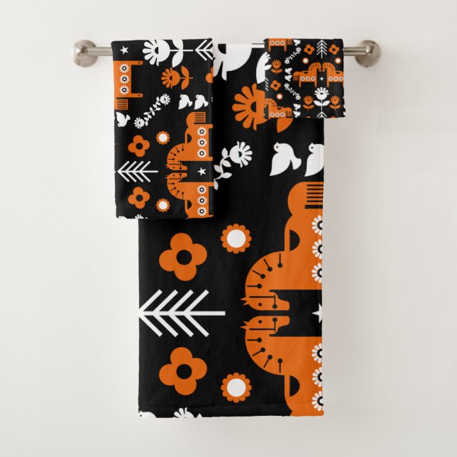 Nordic Data Horse Home Decor  Bath Towel Set (Insitu)