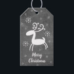 Nordic Deer Christmas Gift Tags<br><div class="desc">A white deer and snowflakes over a black chalkboard effect background</div>