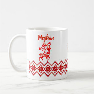 Nordic Deer Christmas Holiday Custom Coffee Mug