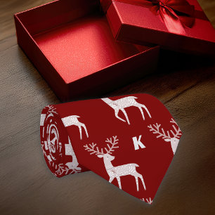 Nordic Deer Maroon Personalise Initial Tie