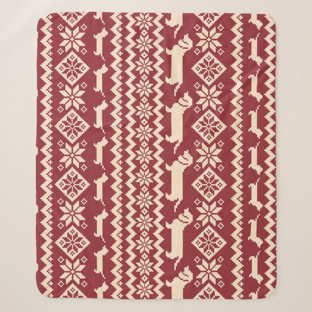 Nordic Dog: Quirky Illustration Pattern. Sherpa Blanket (Front)