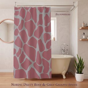 Nordic Dusty Rose Grey Giraffe Animal Print  Shower Curtain