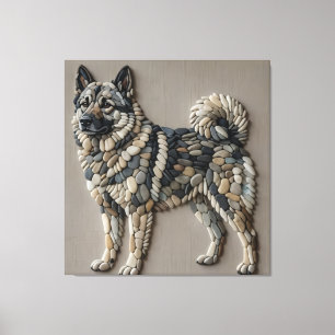 Nordic Elkhound Natural Pebble Stone Mosaic Wall   Canvas Print