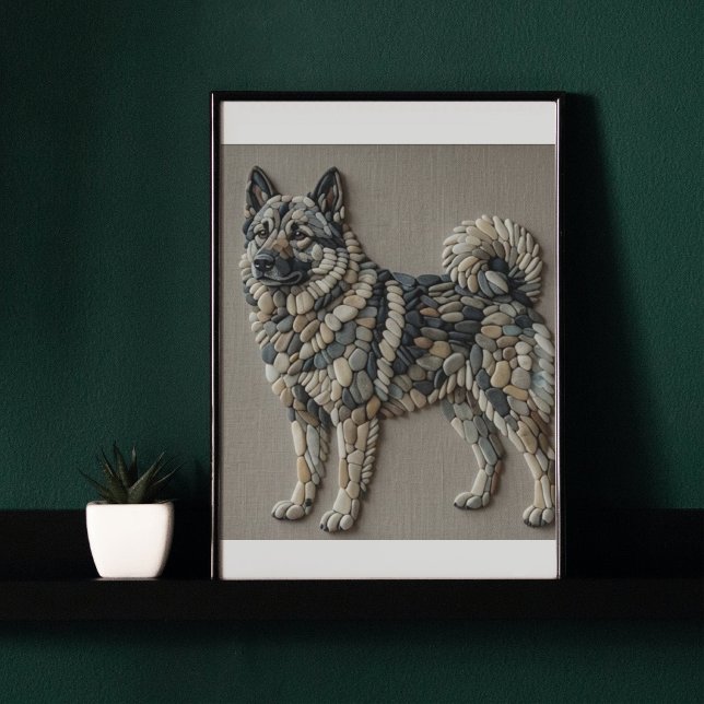 Nordic Elkhound Natural Pebble Stone Mosaic Wall   Poster (Creator Uploaded)