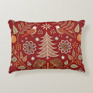 Nordic Embroidered Throw Pillow Cover White Thread