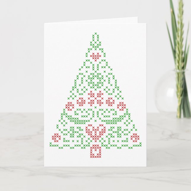 Nordic embroidery Christmas design card customise (Front)