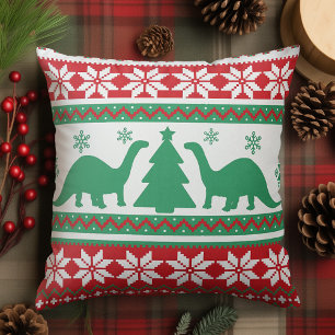 Nordic Fair Isle Brontosaurus Dinosaurs Sweater Cushion