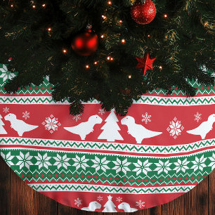 Nordic Fair Isle T-Rex Dinosaurs Sweater Brushed Polyester Tree Skirt