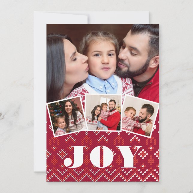 Nordic Fairisle Joy Photo Collage Christmas Holiday Card (Front)