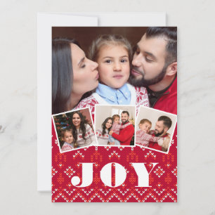 Nordic Fairisle Joy Photo Collage Christmas Holiday Card
