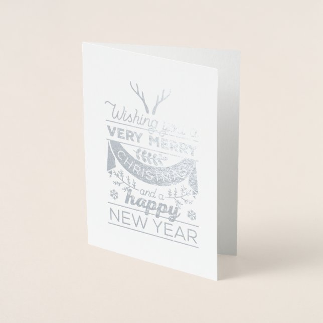 Nordic Foil Merry Christmas Happy New Year Card (Front)