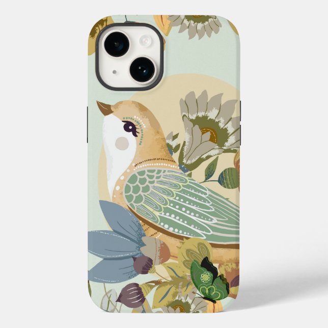 Nordic Folk Art Bird Case-Mate iPhone Case (Back)