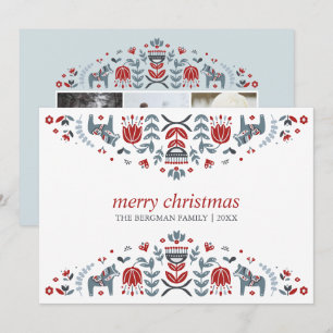 Nordic Folk Art   Christmas Holidays 3 Photo Holiday Card