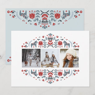 Nordic Folk Art   Christmas Holidays Multi Photo Holiday Card