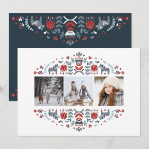 Nordic Folk Art   Christmas Holidays Multi Photo Holiday Card
