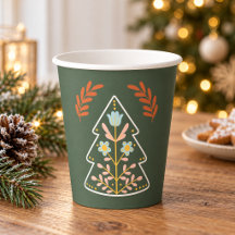 Nordic Folk Art Christmas Tree Forest Green