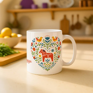 Nordic Folk Art Dala Horse Mug