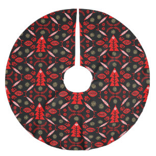 Nordic Folk Art Fish Brushed Polyester Tree Skirt