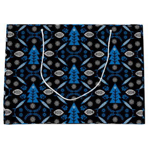 Nordic Folk Art Fish Large Gift Bag