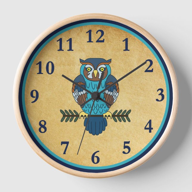 Nordic Folk Art Owl Clock (Front)