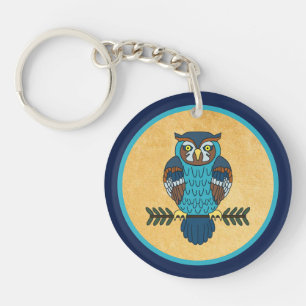 Nordic Folk Art Owl Key Ring