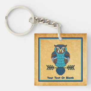 Nordic Folk Art Owl Key Ring