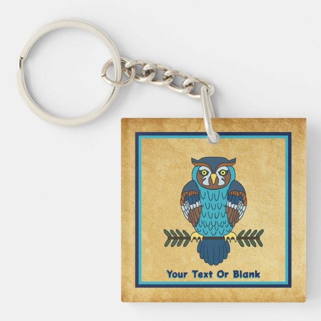 Nordic Folk Art Owl Key Ring (Front)