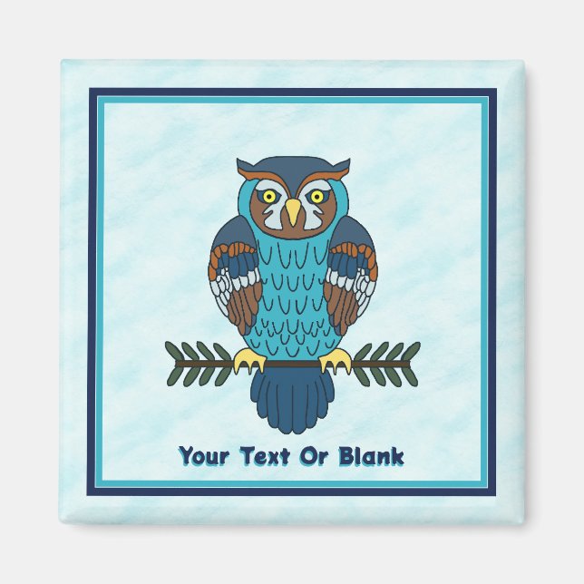 Nordic Folk Art Owl Magnet (Front)