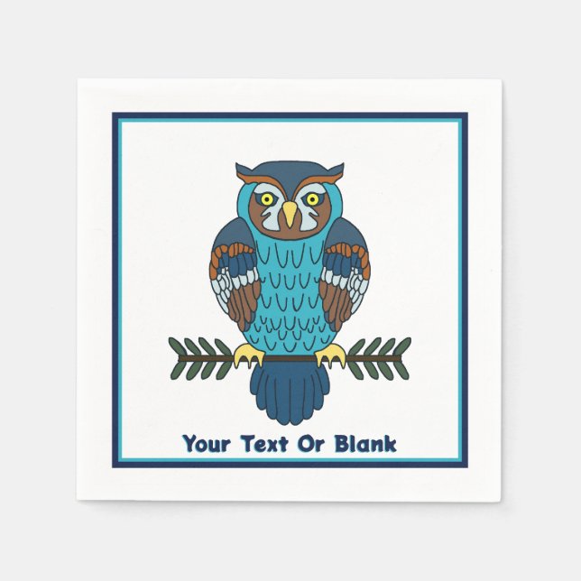 Nordic Folk Art Owl Napkin (Front)