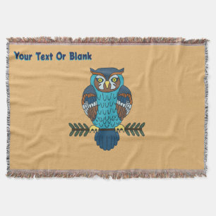 Nordic Folk Art Owl Throw Blanket