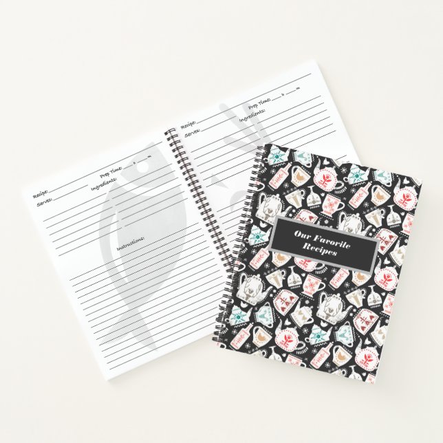 Nordic Folk Art Tableware Personalised Recipe Notebook (Inside)