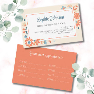 Nordic folk flowers floral appointment card