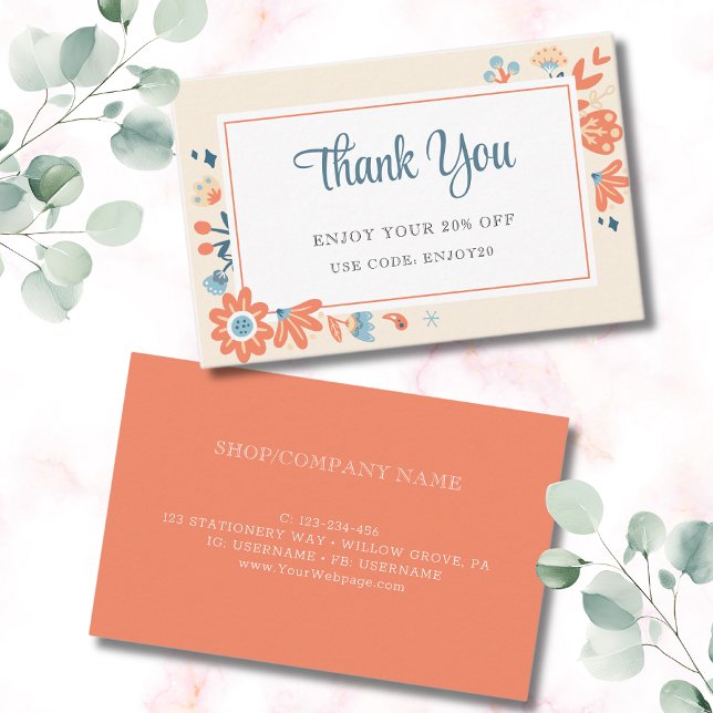 Nordic folk flowers floral discount card (Creator Uploaded)