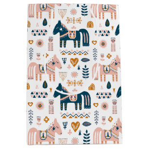 Nordic Folkart Horse  Medium Gift Bag