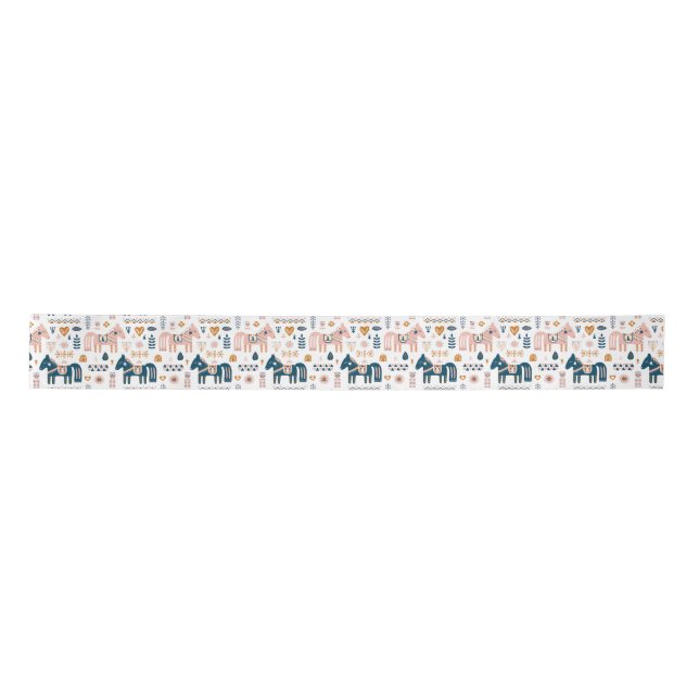 Nordic Folkart Horse Satin Ribbon (Front)