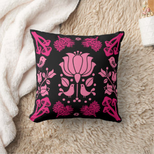 Nordic Forest Mushroom Folk Art Cushion