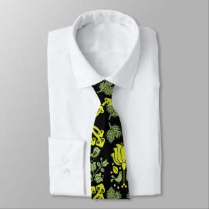 Nordic Forest Mushroom Folk Art Tie